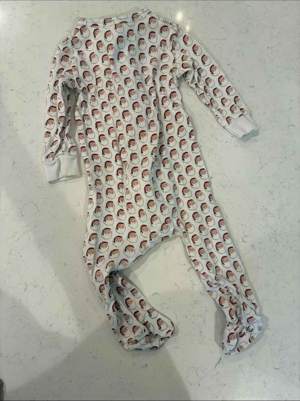 White Footed One-Piece with Red Santa Print - Kids